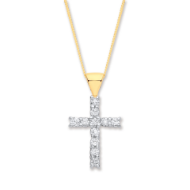 Picture of 9ct Gold 25ct Diamond Cross and Chain