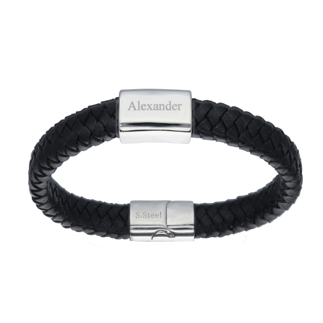 Picture of Steel Plaited Leather Bracelet