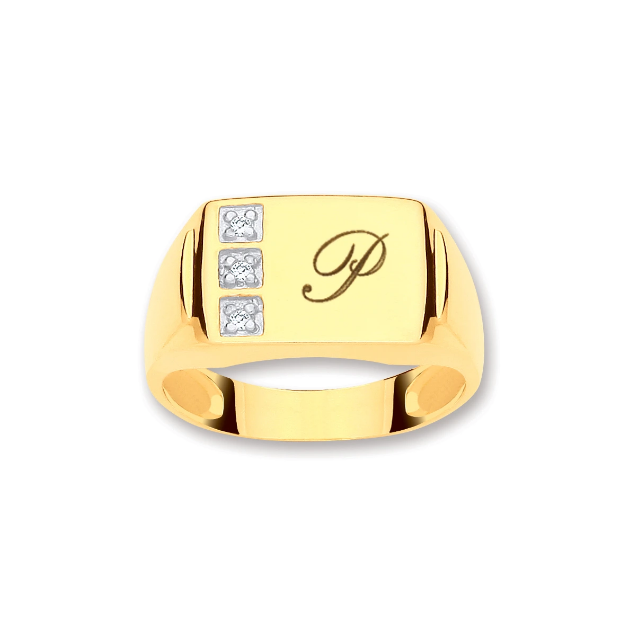 Picture of 9Ct Gold Diamond Signet