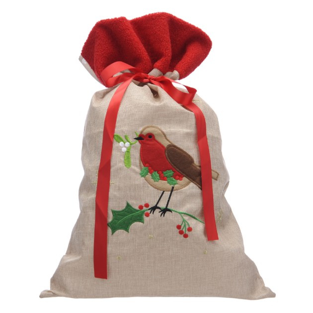 Picture of 70cm Santa Sack with Robins