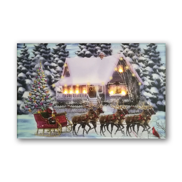 Picture of 60x40cm B/O Lit Santa & Sleigh Picture