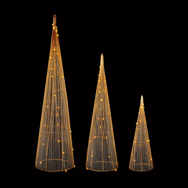 Picture of Set of 3 Gold Pyramids with LED's