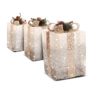 Picture of Set of 3 LED Gift Boxes Gold