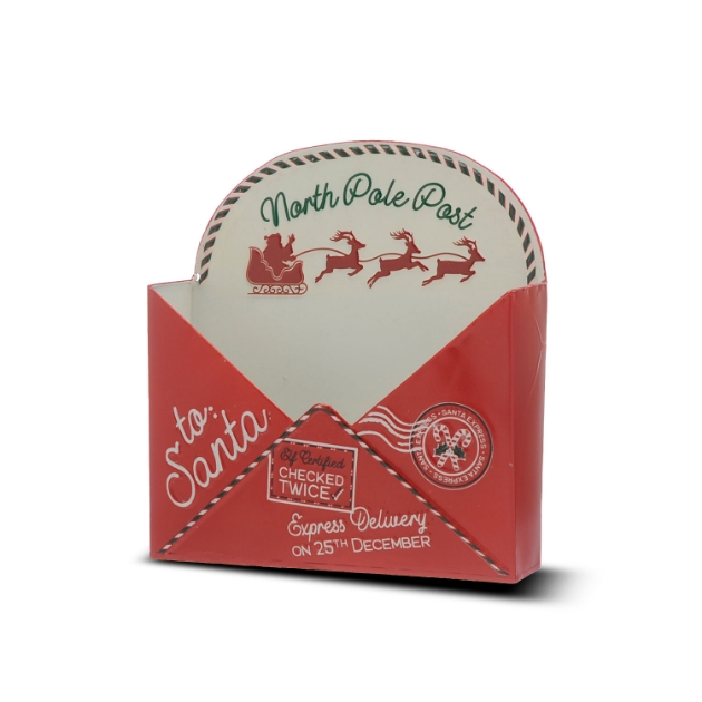 Picture of 28cm Red and White Metal Santa Envelope 