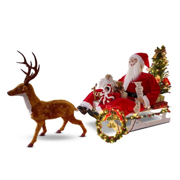 Picture of 147cm Santa on Sleigh with Reindeer