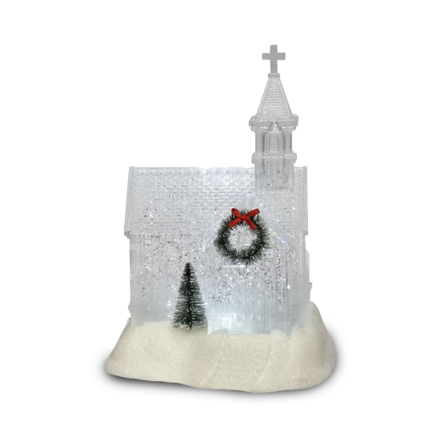 Picture of 23cm LED Swirling Glitter Church