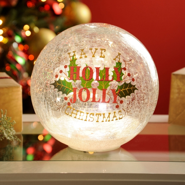 Picture of 20cm Holly Jolly Crackle Effect Bauble