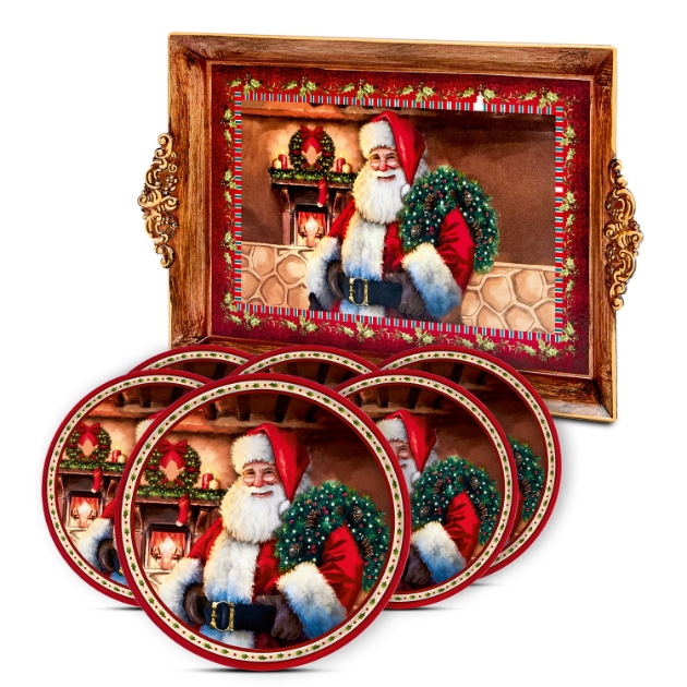 Picture of Santa Charger Plates and Drinks Tray