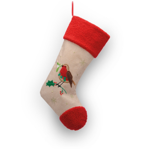 Picture of 48cm Christmas Stocking with Robin