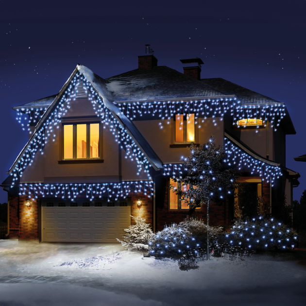 Picture of 960 LED Snowing Icicles with Timer-WHITE