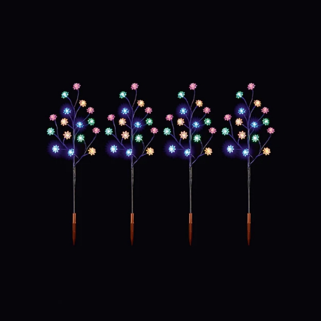 Picture of 4 x 60cm Lotus Path Lights Multicolour