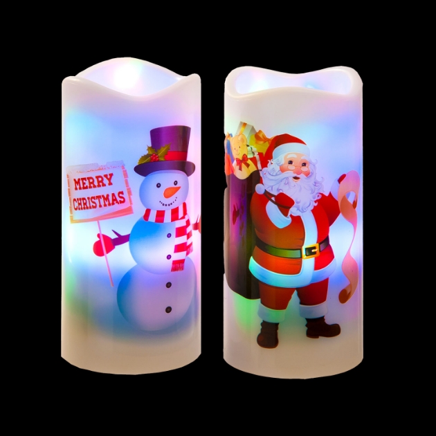 Picture of 2 Assorted Santa/Snowman Candle