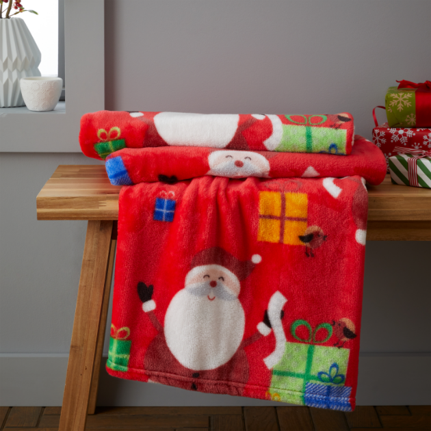 Picture of Santa presents fleece throw