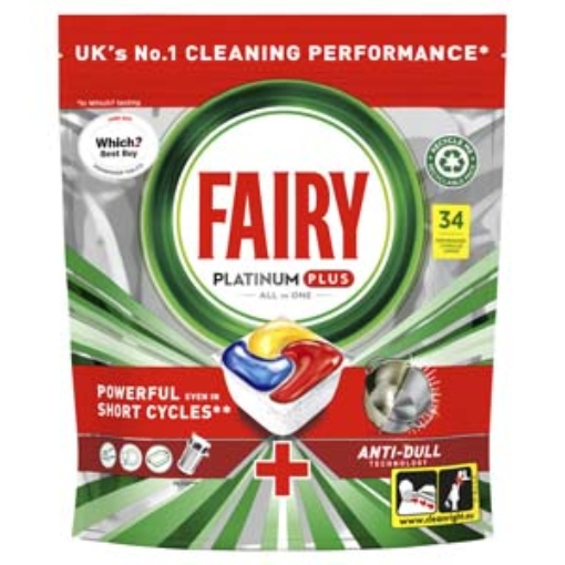 Picture of Fairy Dishwash Tabs Platinum Plus Lemon 34s x4