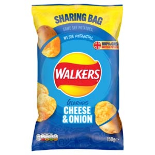 Picture of Walkers Lge Cheese & Onion Crisps 150g x6